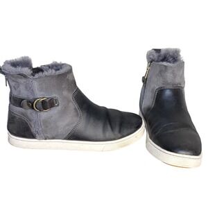 OluKai Charcoal Pehuea Hulu Boot Shearling Lined Leather Women's Size 8
